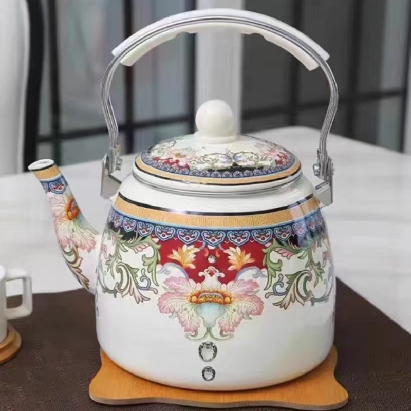 1,5 l–5 l emalio emalio virdulys, pieno puodas, emalio arbatinukas, plokščiadugnis virdulys, virdulys, vėsus virdulys, indukcinė viryklė