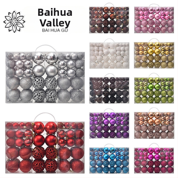 Kepti kalėdiniai kamuoliukai 100 vnt. Kalėdinių dekoracijų papuošalai 6 stiliai 6 spalvos plastikiniai kamuoliukai kalėdinių dovanų gamintojas aklųjų dėžutė