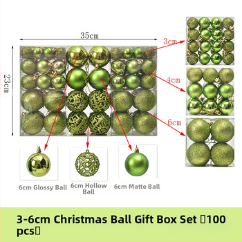 Kepti kalėdiniai kamuoliukai 100 vnt. Kalėdinių dekoracijų papuošalai 6 stiliai 6 spalvos plastikiniai kamuoliukai kalėdinių dovanų gamintojas aklųjų dėžutė