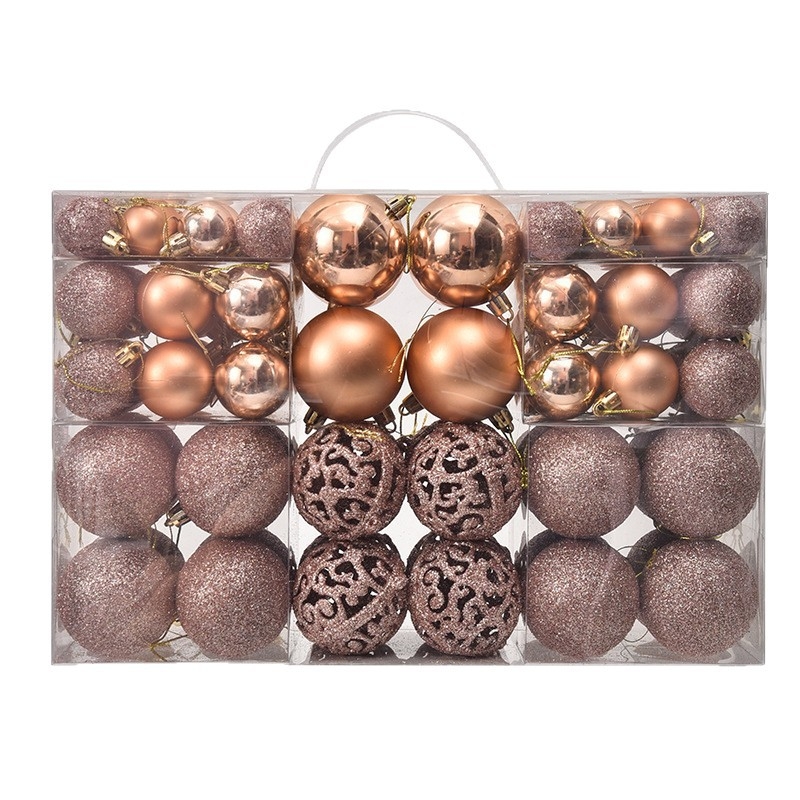 Kepti kalėdiniai kamuoliukai 100 vnt. Kalėdinių dekoracijų papuošalai 6 stiliai 6 spalvos plastikiniai kamuoliukai kalėdinių dovanų gamintojas aklųjų dėžutė