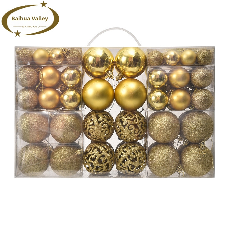 Kepti kalėdiniai kamuoliukai 100 vnt. Kalėdinių dekoracijų papuošalai 6 stiliai 6 spalvos plastikiniai kamuoliukai kalėdinių dovanų gamintojas aklųjų dėžutė