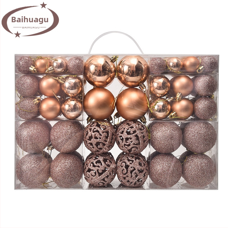 Kepti kalėdiniai kamuoliukai 100 vnt. Kalėdinių dekoracijų papuošalai 6 stiliai 6 spalvos plastikiniai kamuoliukai kalėdinių dovanų gamintojas aklųjų dėžutė