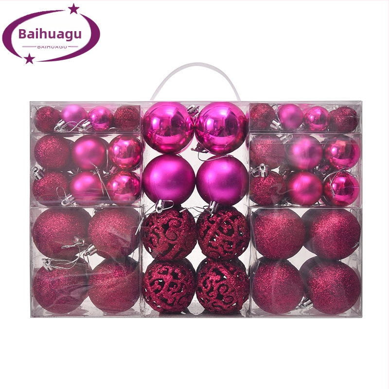 Kepti kalėdiniai kamuoliukai 100 vnt. Kalėdinių dekoracijų papuošalai 6 stiliai 6 spalvos plastikiniai kamuoliukai kalėdinių dovanų gamintojas aklųjų dėžutė