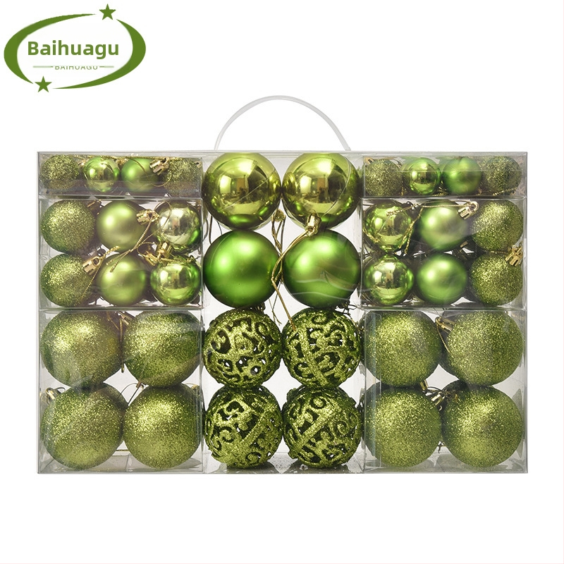 Kepti kalėdiniai kamuoliukai 100 vnt. Kalėdinių dekoracijų papuošalai 6 stiliai 6 spalvos plastikiniai kamuoliukai kalėdinių dovanų gamintojas aklųjų dėžutė