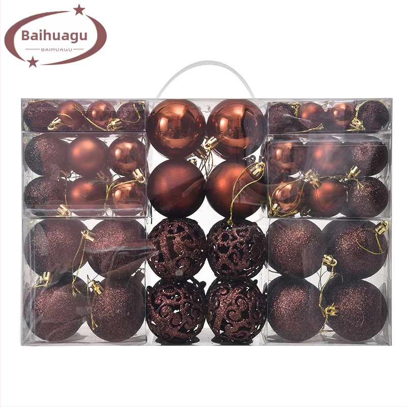 Kepti kalėdiniai kamuoliukai 100 vnt. Kalėdinių dekoracijų papuošalai 6 stiliai 6 spalvos plastikiniai kamuoliukai kalėdinių dovanų gamintojas aklųjų dėžutė