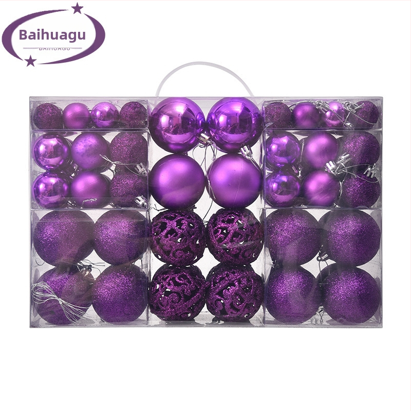 Kepti kalėdiniai kamuoliukai 100 vnt. Kalėdinių dekoracijų papuošalai 6 stiliai 6 spalvos plastikiniai kamuoliukai kalėdinių dovanų gamintojas aklųjų dėžutė