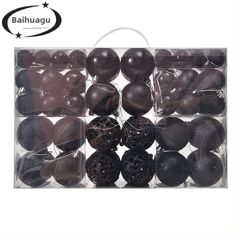 Kepti kalėdiniai kamuoliukai 100 vnt. Kalėdinių dekoracijų papuošalai 6 stiliai 6 spalvos plastikiniai kamuoliukai kalėdinių dovanų gamintojas aklųjų dėžutė