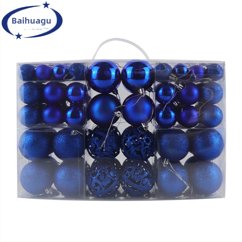 Kepti kalėdiniai kamuoliukai 100 vnt. Kalėdinių dekoracijų papuošalai 6 stiliai 6 spalvos plastikiniai kamuoliukai kalėdinių dovanų gamintojas aklųjų dėžutė