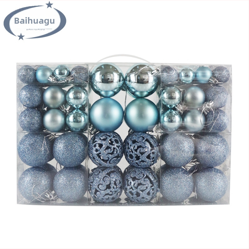 Kepti kalėdiniai kamuoliukai 100 vnt. Kalėdinių dekoracijų papuošalai 6 stiliai 6 spalvos plastikiniai kamuoliukai kalėdinių dovanų gamintojas aklųjų dėžutė