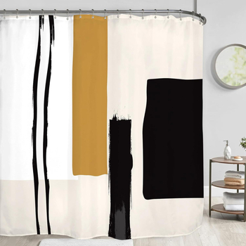 Piiriülene dušikardin moodne minimalistlik vannitoa kaunistus dušikardin digitaaltrükiga vannitoa vaheseina kardina konksu pilt