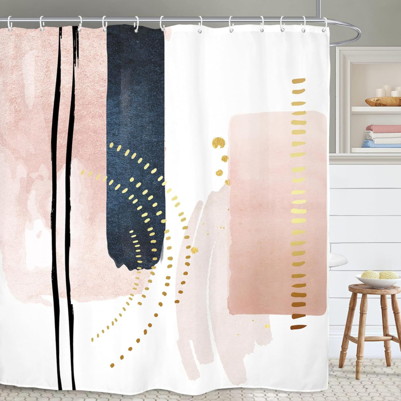Piiriülene dušikardin moodne minimalistlik vannitoa kaunistus dušikardin digitaaltrükiga vannitoa vaheseina kardina konksu pilt