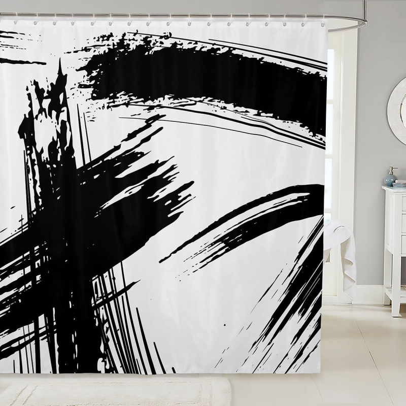 Piiriülene dušikardin moodne minimalistlik vannitoa kaunistus dušikardin digitaaltrükiga vannitoa vaheseina kardina konksu pilt