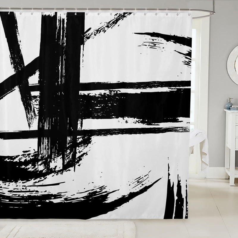 Piiriülene dušikardin moodne minimalistlik vannitoa kaunistus dušikardin digitaaltrükiga vannitoa vaheseina kardina konksu pilt