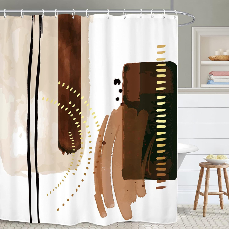 Piiriülene dušikardin moodne minimalistlik vannitoa kaunistus dušikardin digitaaltrükiga vannitoa vaheseina kardina konksu pilt