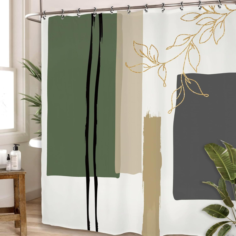 Piiriülene dušikardin moodne minimalistlik vannitoa kaunistus dušikardin digitaaltrükiga vannitoa vaheseina kardina konksu pilt