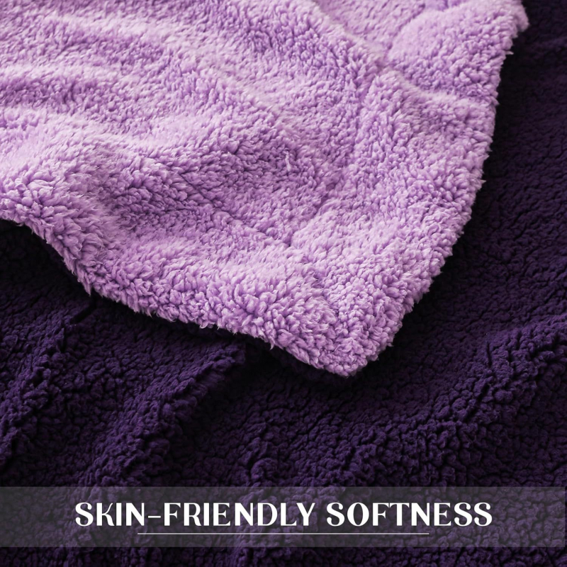 Двуслойно двукомпонентно агнешко одеяло, обикновен фланелен, шерпа одеяло, зимно, плътно оцветено, дебело одеяло