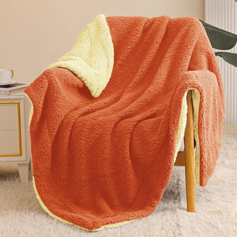 Двуслойно двукомпонентно агнешко одеяло, обикновен фланелен, шерпа одеяло, зимно, плътно оцветено, дебело одеяло