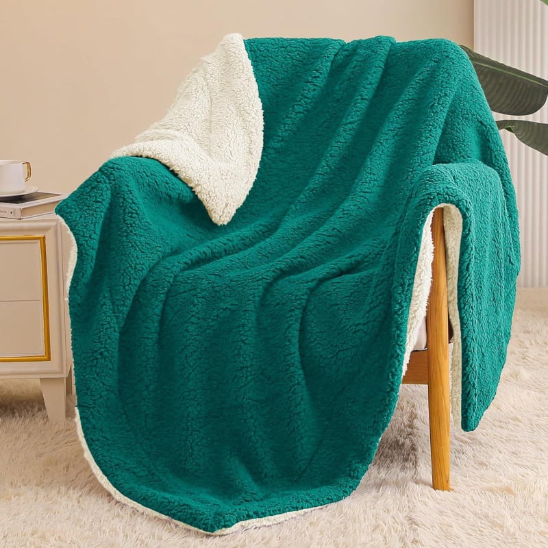Двуслойно двукомпонентно агнешко одеяло, обикновен фланелен, шерпа одеяло, зимно, плътно оцветено, дебело одеяло