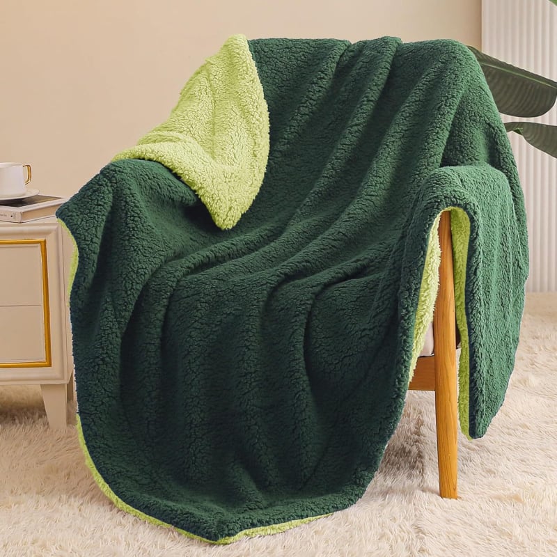Двуслойно двукомпонентно агнешко одеяло, обикновен фланелен, шерпа одеяло, зимно, плътно оцветено, дебело одеяло
