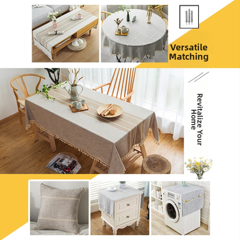 Στρογγυλό τραπεζομάντιλο από βαμβάκι και λινό σε ιαπωνικό στιλ για μεγάλα στρογγυλά τραπέζια, τραπεζομάντιλο για το σπίτι, εστιατόριο, ξενοδοχείο, απλό μοντέρνο τραπεζάκι σαλονιού, μονόχρωμο