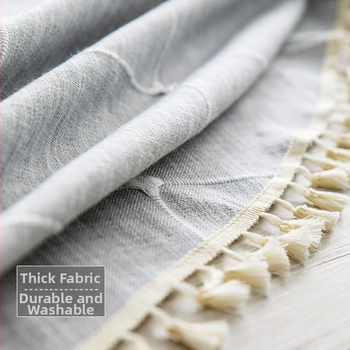 Στρογγυλό τραπεζομάντιλο από βαμβάκι και λινό σε ιαπωνικό στιλ για μεγάλα στρογγυλά τραπέζια, τραπεζομάντιλο για το σπίτι, εστιατόριο, ξενοδοχείο, απλό μοντέρνο τραπεζάκι σαλονιού, μονόχρωμο