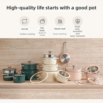 304 nerūdijančio plieno keraminis lakuotas pieno sriubos puodas, garintuvas, silikoninis stiklinis dangtis, mažas puodas, restorano virtuvė