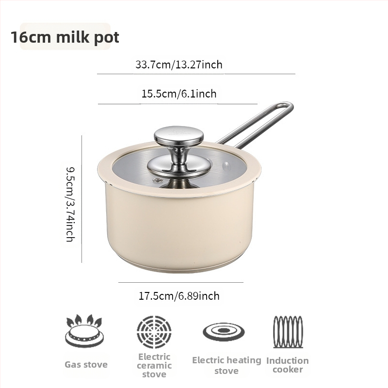 304 nerūdijančio plieno keraminis lakuotas pieno sriubos puodas, garintuvas, silikoninis stiklinis dangtis, mažas puodas, restorano virtuvė