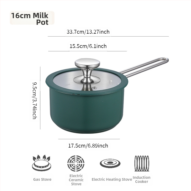 304 nerūdijančio plieno keraminis lakuotas pieno sriubos puodas, garintuvas, silikoninis stiklinis dangtis, mažas puodas, restorano virtuvė