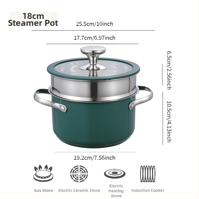 304 nerūdijančio plieno keraminis lakuotas pieno sriubos puodas, garintuvas, silikoninis stiklinis dangtis, mažas puodas, restorano virtuvė