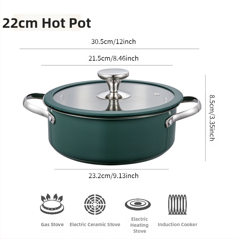 304 nerūdijančio plieno keraminis lakuotas pieno sriubos puodas, garintuvas, silikoninis stiklinis dangtis, mažas puodas, restorano virtuvė