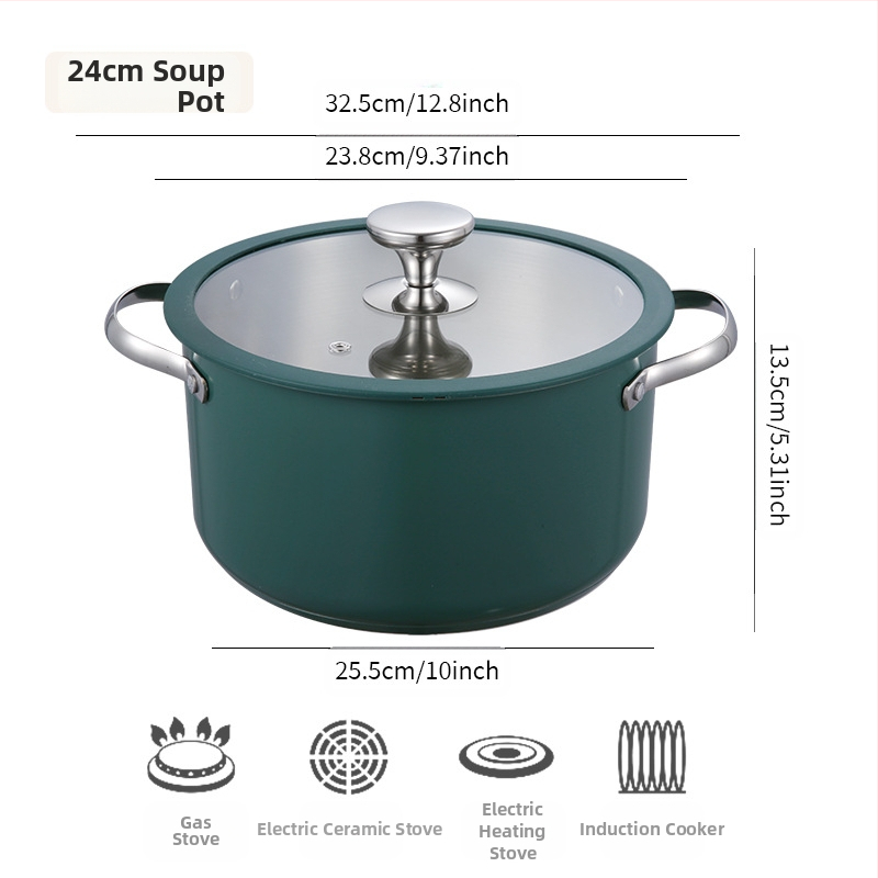 304 nerūdijančio plieno keraminis lakuotas pieno sriubos puodas, garintuvas, silikoninis stiklinis dangtis, mažas puodas, restorano virtuvė