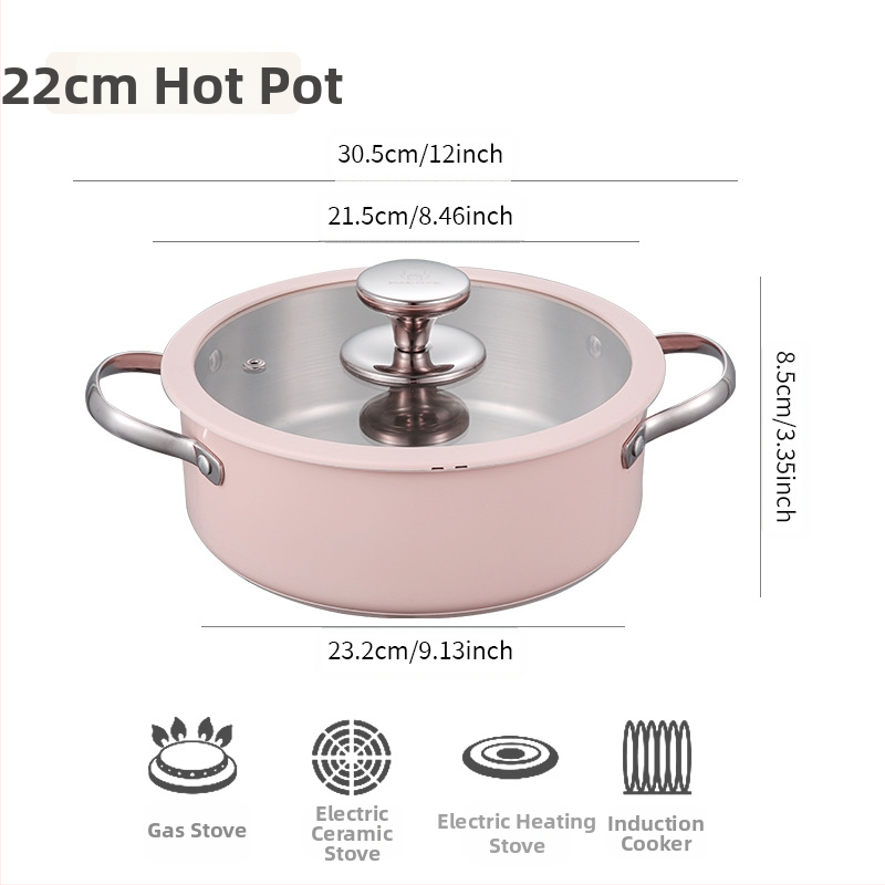 304 nerūdijančio plieno keraminis lakuotas pieno sriubos puodas, garintuvas, silikoninis stiklinis dangtis, mažas puodas, restorano virtuvė