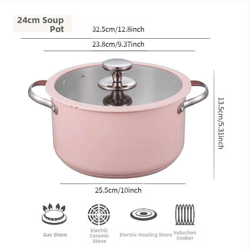 304 nerūdijančio plieno keraminis lakuotas pieno sriubos puodas, garintuvas, silikoninis stiklinis dangtis, mažas puodas, restorano virtuvė