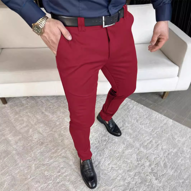 Tavaszi és őszi férfi nadrágok, lezser nadrágok, divatos, egyszínű férfi nadrágok, laza, egyenes szárú nadrágok, férfi MR7