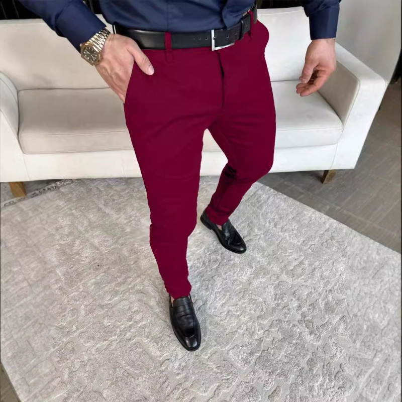 Tavaszi és őszi férfi nadrágok, lezser nadrágok, divatos, egyszínű férfi nadrágok, laza, egyenes szárú nadrágok, férfi MR7