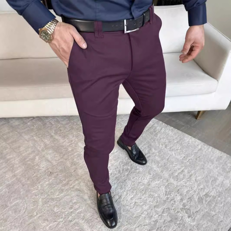 Tavaszi és őszi férfi nadrágok, lezser nadrágok, divatos, egyszínű férfi nadrágok, laza, egyenes szárú nadrágok, férfi MR7
