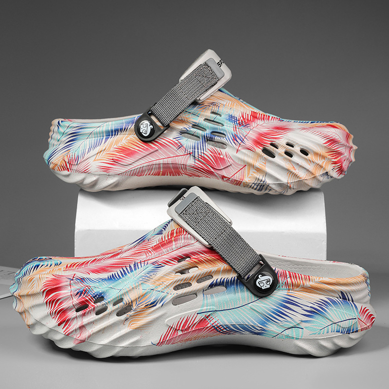 Pantofi cu găuri pentru bărbați, cu fund moale EVA, 2025, comerț exterior nou, mărime plus, 47 de yarzi, pantofi de plajă cu imprimeu camuflaj