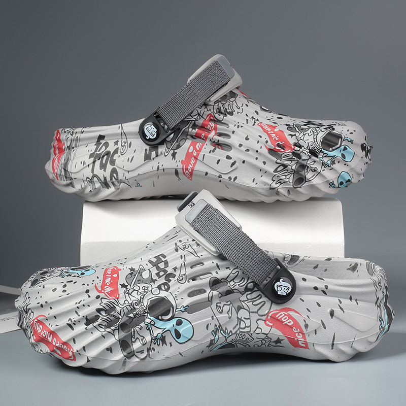 Pantofi cu găuri pentru bărbați, cu fund moale EVA, 2025, comerț exterior nou, mărime plus, 47 de yarzi, pantofi de plajă cu imprimeu camuflaj