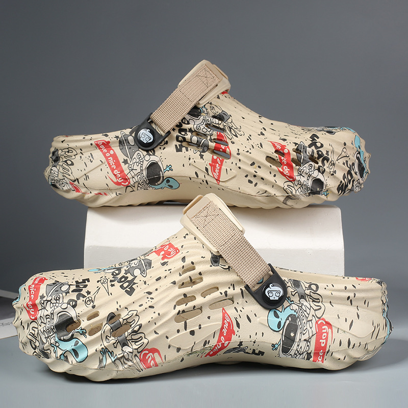 Pantofi cu găuri pentru bărbați, cu fund moale EVA, 2025, comerț exterior nou, mărime plus, 47 de yarzi, pantofi de plajă cu imprimeu camuflaj