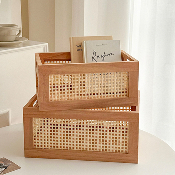 Διασυνοριακό καλάθι αποθήκευσης βιβλίων ρετρό επιτραπέζιο μπαμπού ξύλινο κουτί καλάθι αποθήκευσης σνακ αποθήκευση καλλυντικών οργάνωση κουτί αποθήκευσης