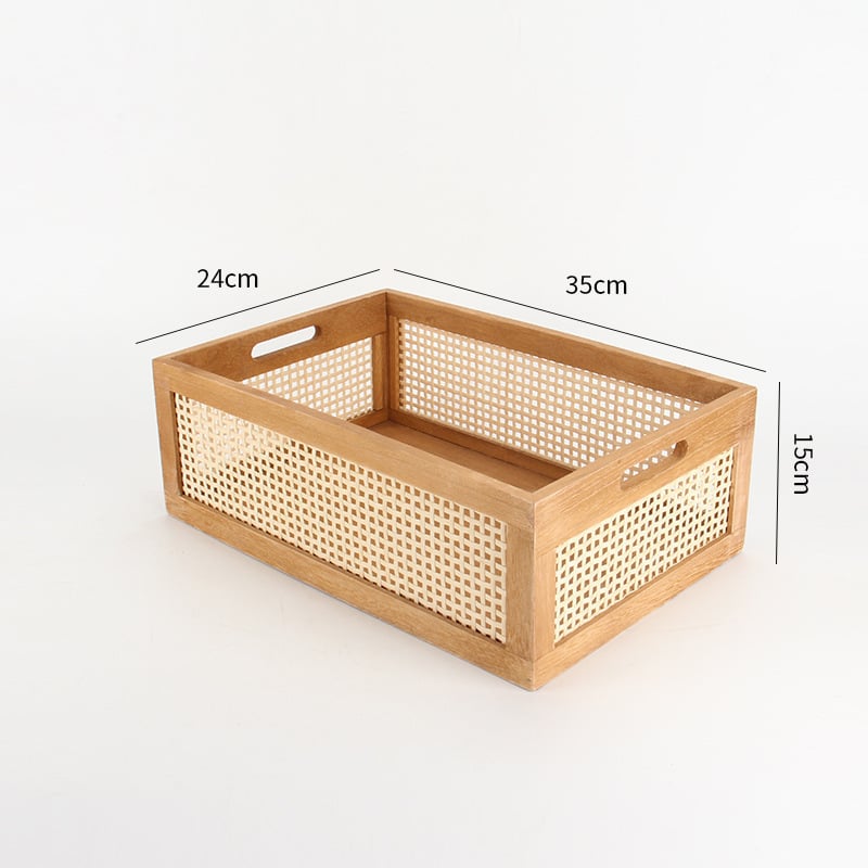 Coș de depozitare retro pentru cărți transfrontaliere, cutie de depozitare din lemn din bambus, coș de depozitare pentru gustări, cosmetice, depozitare, organizator de depozitare