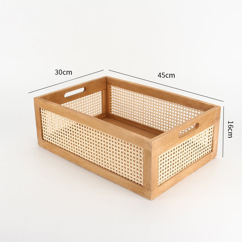 Coș de depozitare retro pentru cărți transfrontaliere, cutie de depozitare din lemn din bambus, coș de depozitare pentru gustări, cosmetice, depozitare, organizator de depozitare
