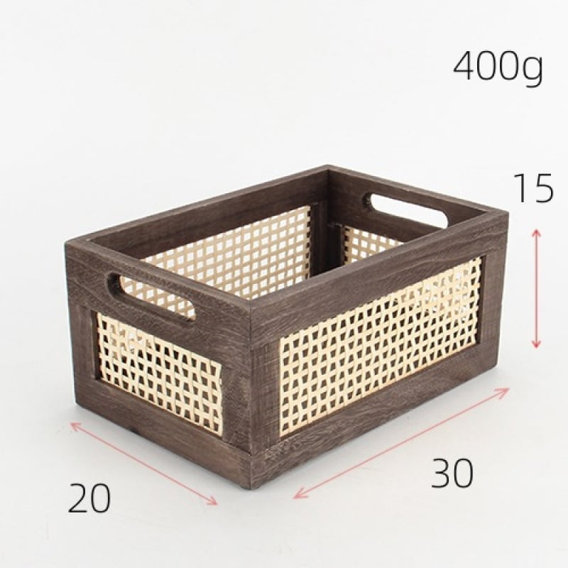 Coș de depozitare retro pentru cărți transfrontaliere, cutie de depozitare din lemn din bambus, coș de depozitare pentru gustări, cosmetice, depozitare, organizator de depozitare