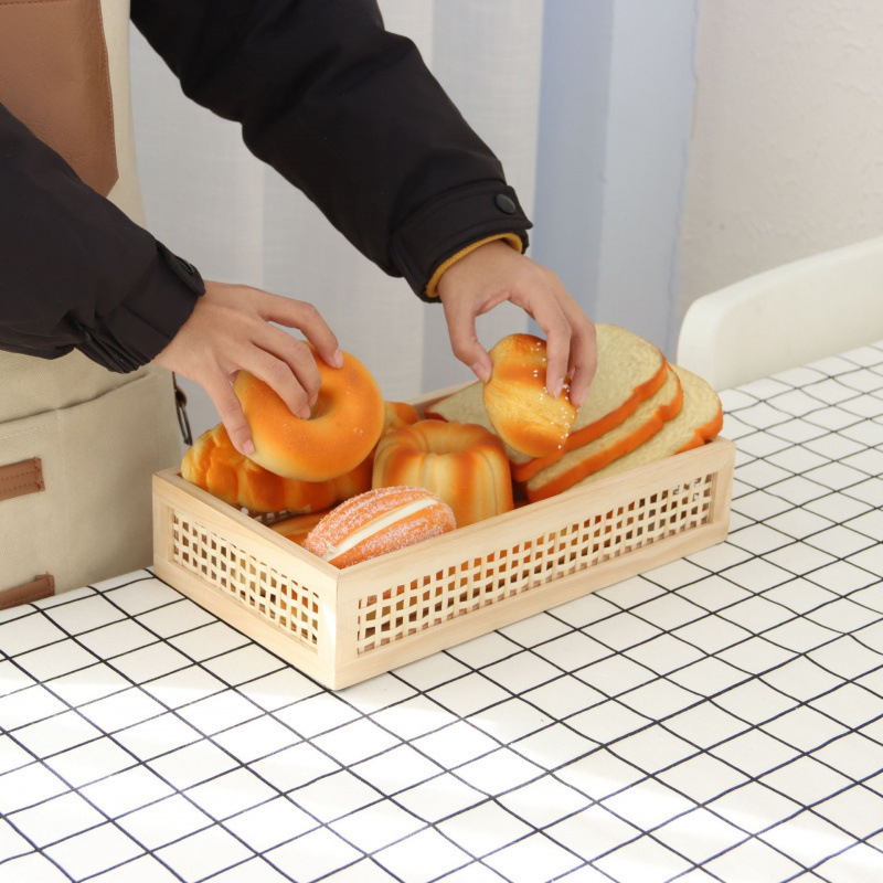 Coș de depozitare retro pentru cărți transfrontaliere, cutie de depozitare din lemn din bambus, coș de depozitare pentru gustări, cosmetice, depozitare, organizator de depozitare