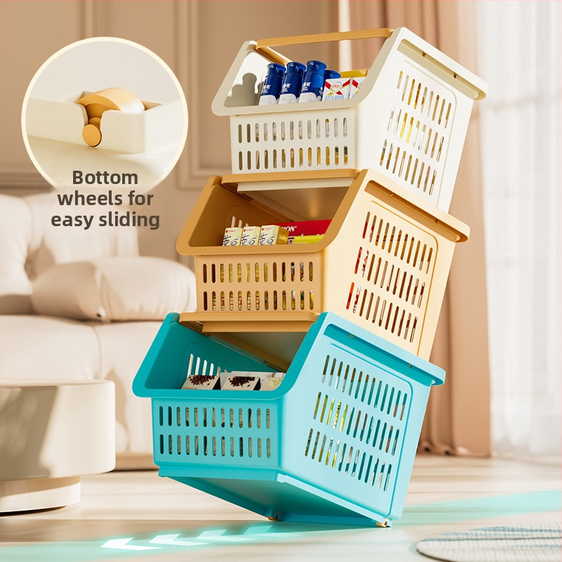 Стелаж за съхранение на играчки за хол, подов, многослоен, кош за плодове и зеленчуци, стойка за различни предмети, кошница за наслагване, кухненски стелаж за съхранение на зеленчуци