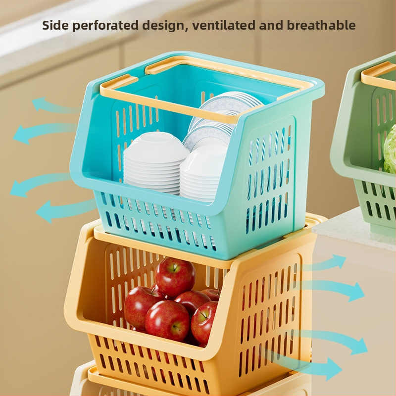 Стелаж за съхранение на играчки за хол, подов, многослоен, кош за плодове и зеленчуци, стойка за различни предмети, кошница за наслагване, кухненски стелаж за съхранение на зеленчуци