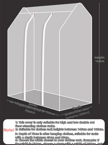 Κάλυμμα κρεμάστρας με διπλή ράβδο και ψηλή, ανθεκτικό στη σκόνη, για δάπεδα υπνοδωματίου, διαφανές κάλυμμα ρούχων, ανθεκτικό στη σκόνη, αποθήκευση παλτών