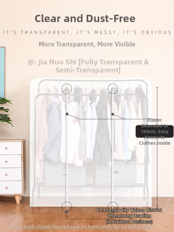 Vysoký a nízky kryt na dvojitý vešiak na tyč, spálňa, podlahový kryt, prachotesný kryt, priehľadné oblečenie, prachotesný kryt, úložný priestor na kabáty