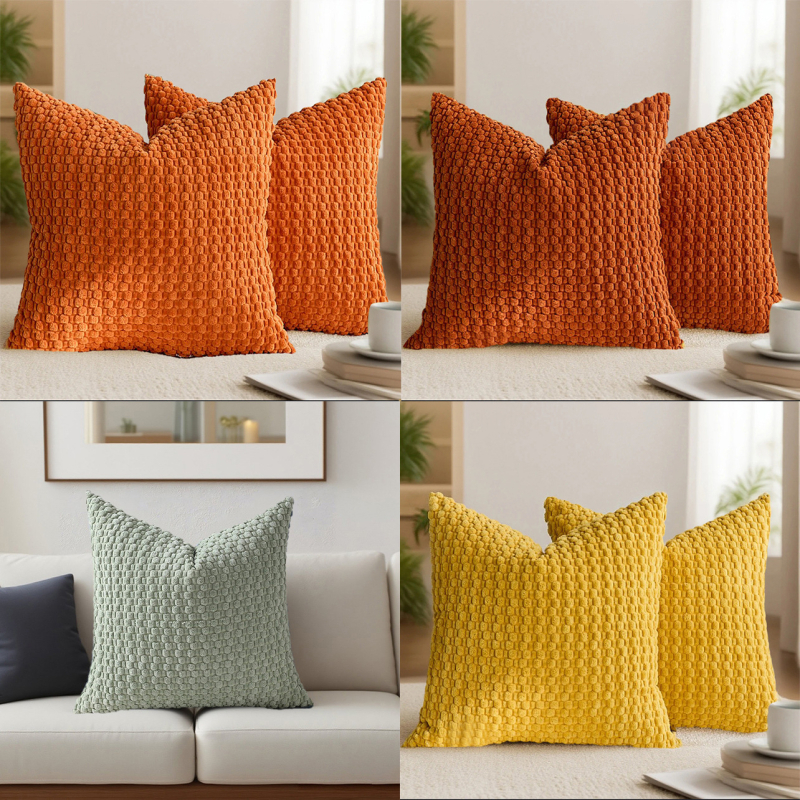 Határokon átnyúló, háromdimenziós, buborékmintás, kordbársony párnahuzat otthoni vendégeknek, luxus kanapé háttámla huzat