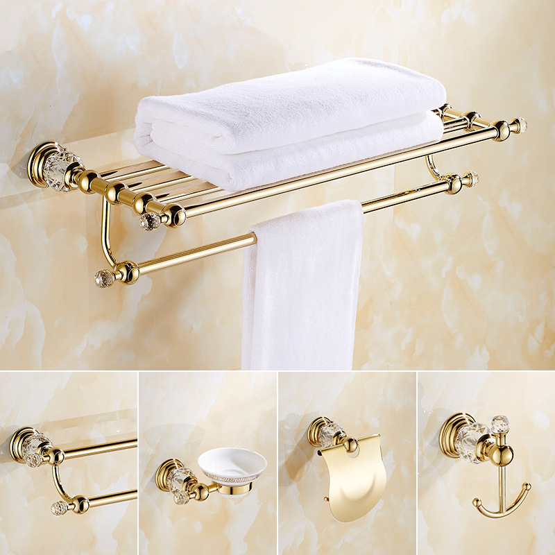 Закачалка за кърпи за баня Golden Towel Rack, неперфорирана, от неръждаема стомана, комплект закачалки за баня с единичен прът